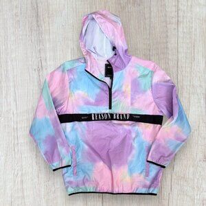 REASON BRAND Pastel Print Hooded Rain Water Resistant Anorak Jacket Hoodie XL